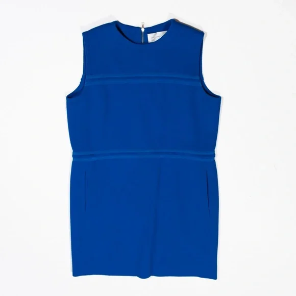 Victoria Beckham | Dresses | Victoria Beckham Silk Georgette Trimmed Wool  Crepe Mini Sheath Blue Dress 6 | Poshmark